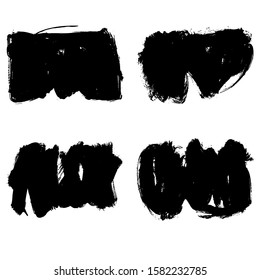 Set of black brush stroke and texture. Grunge vector abstract hand - painted element. Underline and border design.