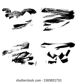 Set of black brush stroke and texture. Grunge vector abstract hand - painted element. Underline and border design.