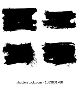 Set of black brush stroke and texture. Grunge vector abstract hand - painted element. Underline and border design.