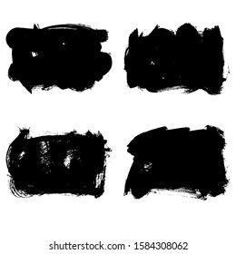 Set of black brush stroke and texture. Grunge vector abstract hand - painted element. Underline and border design.