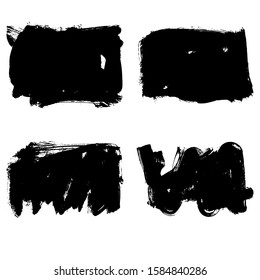 Set of black brush stroke and texture. Grunge vector abstract hand - painted element. Underline and border design.