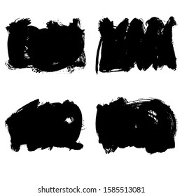 Set of black brush stroke and texture. Grunge vector abstract hand - painted element. Underline and border design.