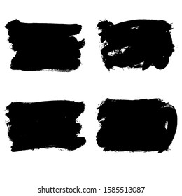 Set of black brush stroke and texture. Grunge vector abstract hand - painted element. Underline and border design.
