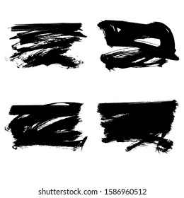 Set of black brush stroke and texture. Grunge vector abstract hand - painted element. Underline and border design.