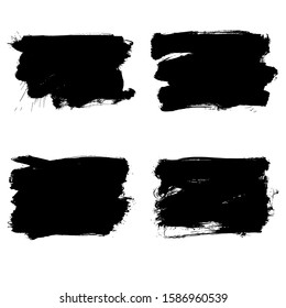 Set of black brush stroke and texture. Grunge vector abstract hand - painted element. Underline and border design.