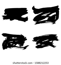 Set of black brush stroke and texture. Grunge vector abstract hand - painted element. Underline and border design.