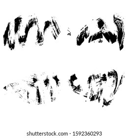 Set of black brush stroke and texture. Grunge vector abstract hand - painted element. Underline and border design.