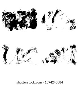 Set of black brush stroke and texture. Grunge vector abstract hand - painted element. Underline and border design.