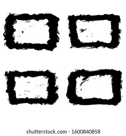 Set of black brush stroke and texture. Grunge vector abstract hand - painted element. Underline and border design.
