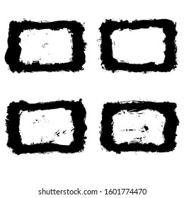 Set of black brush stroke and texture. Grunge vector abstract hand - painted element. Underline and border design.