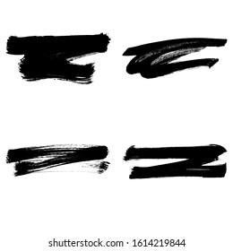 Set of black brush stroke and texture. Grunge vector abstract hand - painted element. Underline and border design.
