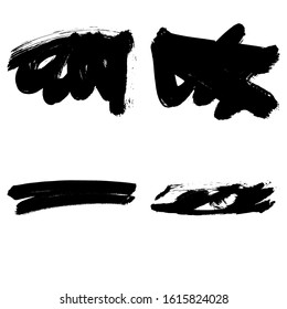 Set of black brush stroke and texture. Grunge vector abstract hand - painted element. Underline and border design.