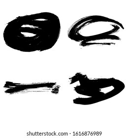 Set of black brush stroke and texture. Grunge vector abstract hand - painted element. Underline and border design.
