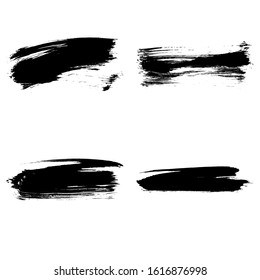 Set of black brush stroke and texture. Grunge vector abstract hand - painted element. Underline and border design.