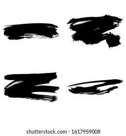 Set of black brush stroke and texture. Grunge vector abstract hand - painted element. Underline and border design.