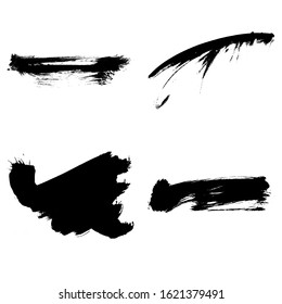 Set of black brush stroke and texture. Grunge vector abstract hand - painted element. Underline and border design.