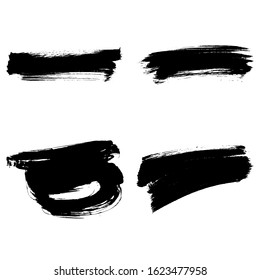 Set of black brush stroke and texture. Grunge vector abstract hand - painted element. Underline and border design.