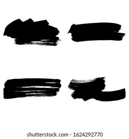 Set of black brush stroke and texture. Grunge vector abstract hand - painted element. Underline and border design.