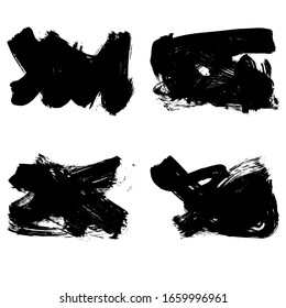Conjunto de pincel negro y textura. Grunge vectorial abstracto de la mano - elemento pintado. Diseño de subrayado y borde.