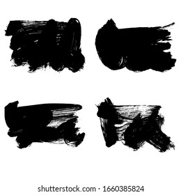 Conjunto de pincel negro y textura. Grunge vectorial abstracto de la mano - elemento pintado. Diseño de subrayado y borde.