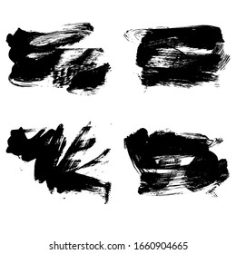 Set of black brush stroke and texture. Grunge vector abstract hand - painted element. Underline and border design.