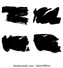 Set of black brush stroke and texture. Grunge vector abstract hand - painted element. Underline and border design.