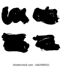 Set of black brush stroke and texture. Grunge vector abstract hand - painted element. Underline and border design.