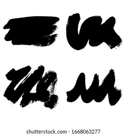 Set of black brush stroke and texture. Grunge vector abstract hand - painted element. Underline and border.