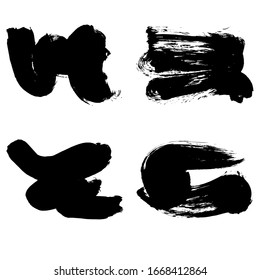 Set of black brush stroke and texture. Grunge vector abstract hand - painted element. Underline and border.