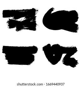 Set of black brush stroke and texture. Grunge vector abstract hand - painted element. Underline and border.