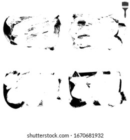 Set of black brush stroke and texture. Grunge vector abstract hand - painted element. Underline and border.