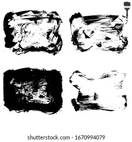 Set of black brush stroke and texture. Grunge vector abstract hand - painted element. Underline and border.