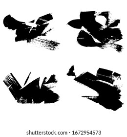 Set of black brush stroke and texture. Grunge vector abstract hand - painted element. Underline and border.