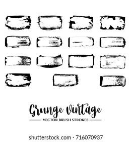 Set of black brush stroke and texture. Grunge vector abstract hand - painted element. Underline and border.