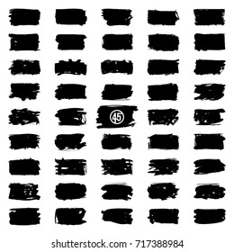 Set of black brush stroke and texture. Grunge vector abstract hand - painted element. Underline and border.
