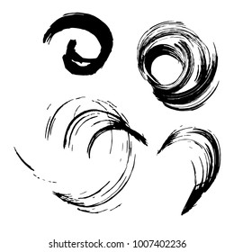 Set of black brush strokes. Dirty artistic design elements.