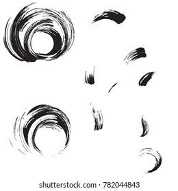 Set of black brush strokes. Dirty artistic design elements.