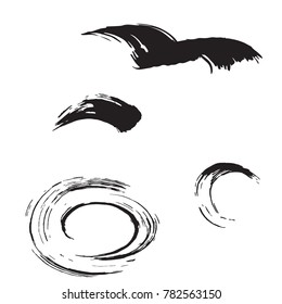 Set of black brush strokes. Dirty artistic design elements.