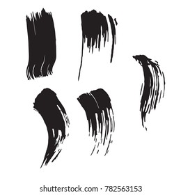 Set of black brush strokes. Dirty artistic design elements.