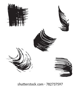 Set of black brush strokes. Dirty artistic design elements.