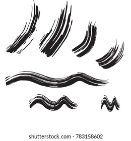 Set of black brush strokes. Dirty artistic design elements.
