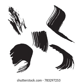 Set of black brush strokes. Dirty artistic design elements.