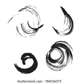 Set of black brush strokes. Dirty artistic design elements.