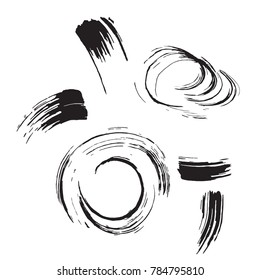Set of black brush strokes. Dirty artistic design elements.