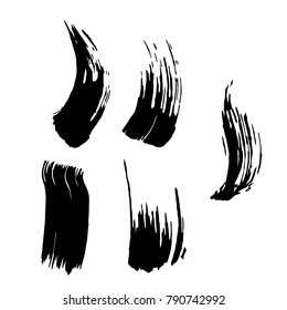 Set of black brush strokes. Dirty artistic design elements.