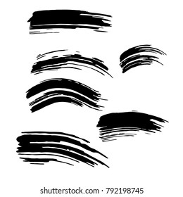 Set of black brush strokes. Dirty artistic design elements.