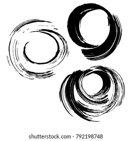 Set of black brush strokes. Dirty artistic design elements.