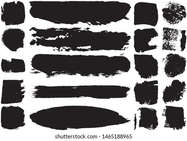 Set of black brush strokes with a dry brush