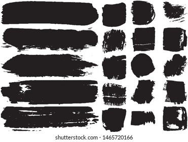 Set of black brush strokes with a dry brush