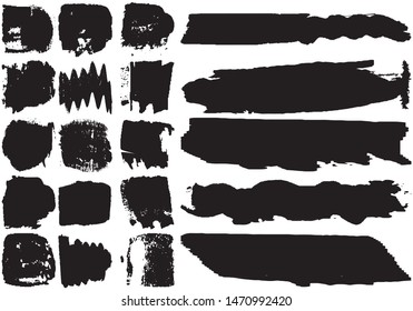 Set of black brush strokes with a dry brush